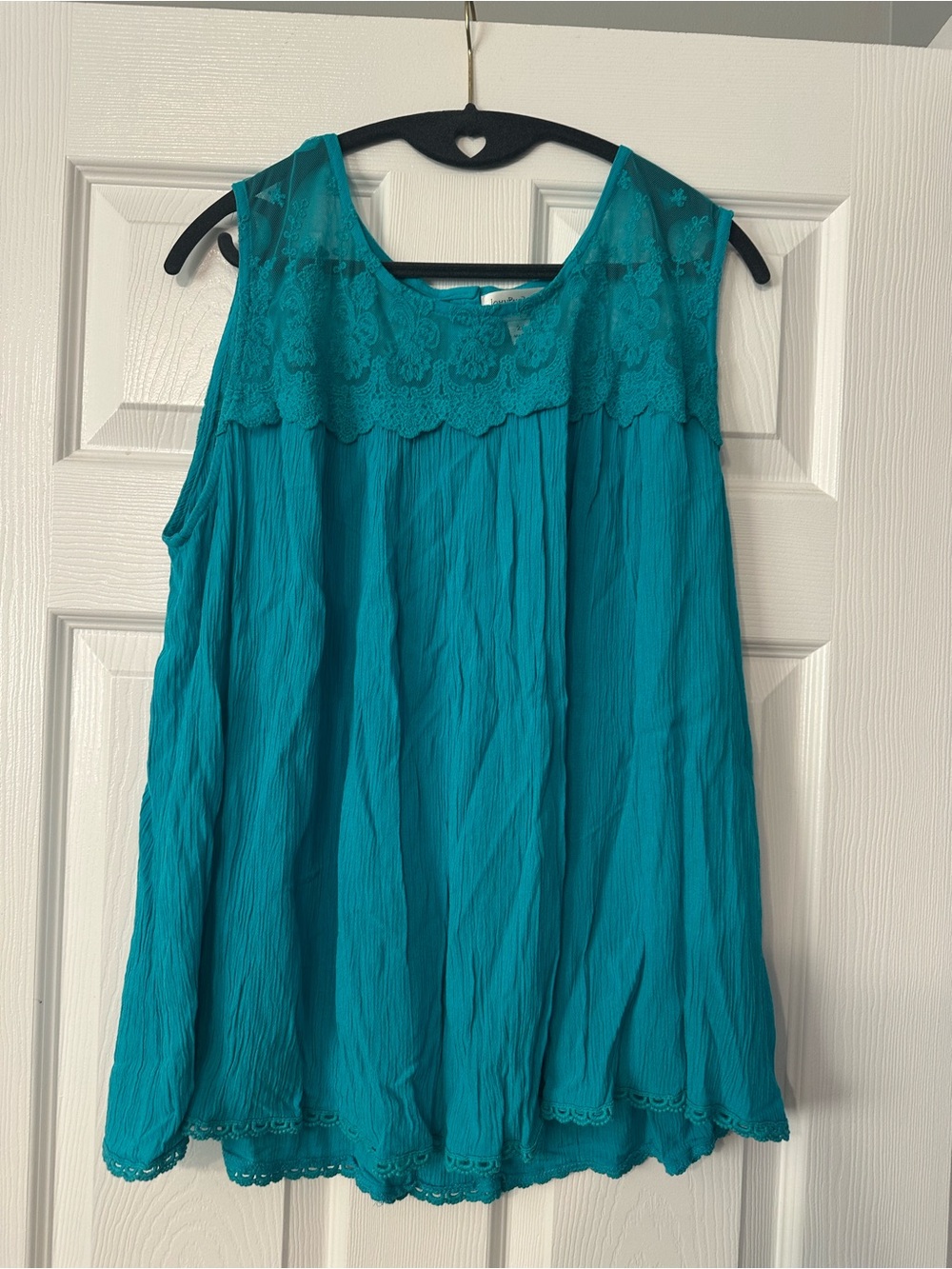 JohnPaulRichard Teal Lace Yoke Sleeveless Camisole